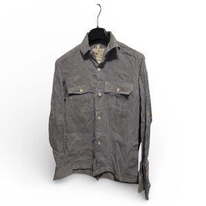 Blue and White Striped Button-Up Shirt